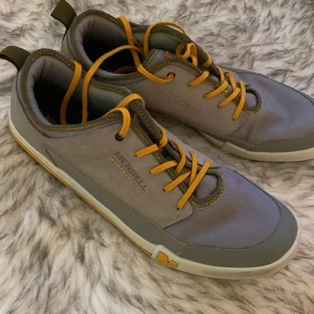 Merrell Gray with Mustard Accent Low-Top Sneakers